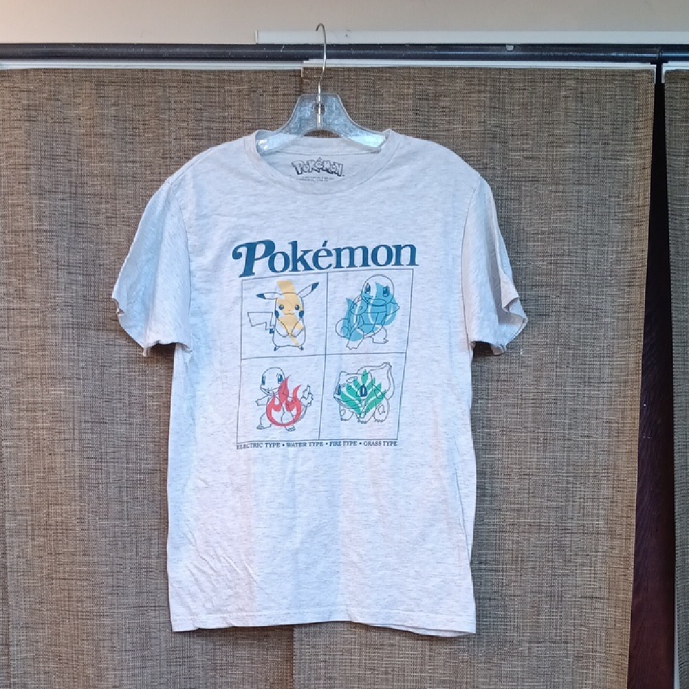 Pokemon Light Gray Character Cotton  Tee Shirt